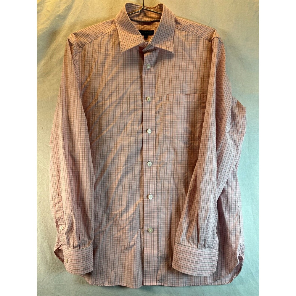Martin & Osa Shirt Mens Large Pink Plaid Long Sleeve Checkered Button Up‎